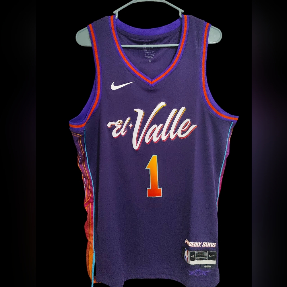 Nike NBA Devin Booker #1 Purple&Orange Phoenix Suns Jersey "El Valle" Jersey